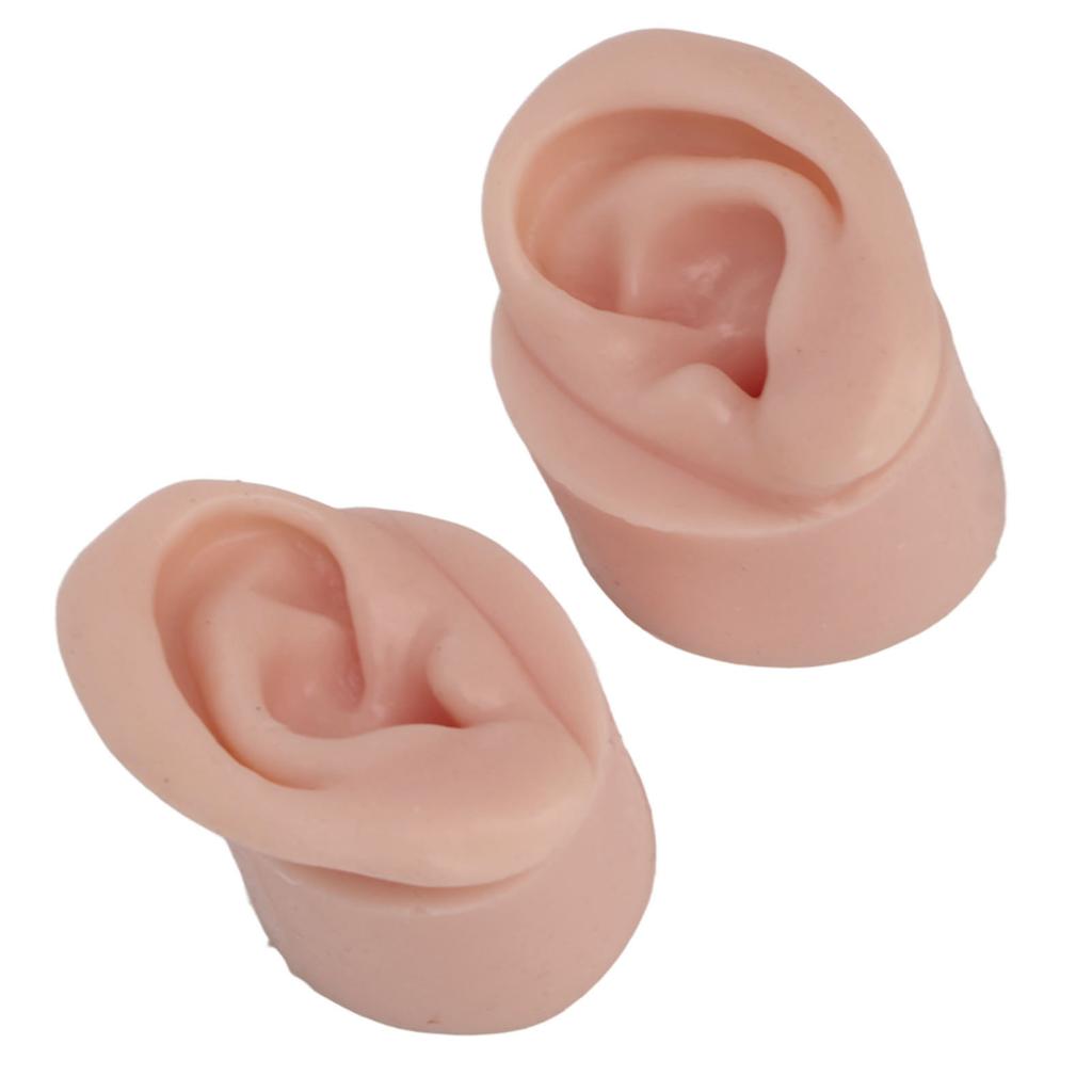 1 Pair Piercing Practice Ear Model Novice Soft Silicone Flexible Ear Model Props for Jewelry Display Medium Skin Color