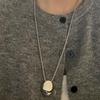 Simple Metal Glossy Oval Waterdrop Geometric Pendant Necklace for Women Punk Long Sweater Chain Charm Party Jewelry Gifts