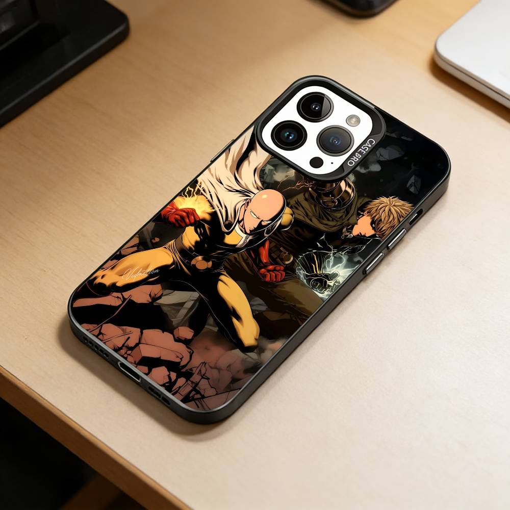 OO-One-Punch M-Man  Phone Case For iPhone 17,16,15,14,13,12,11 Plus,Pro Max,XS,Colorful Silver Black Cover
