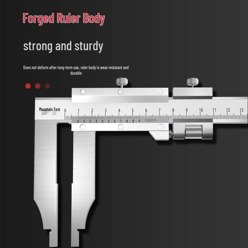Mountain Measurement High-Precision Vernier Caliper, 300mm Range, Stainless Steel, Extended Double-Edged Jaws