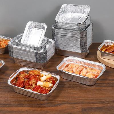 10Pieces Rectangle Aluminum Foil Trays Non-Stick Baking Pans Food Grade BBQ Bowl For Air Fryer Oven Outdoor Tableware