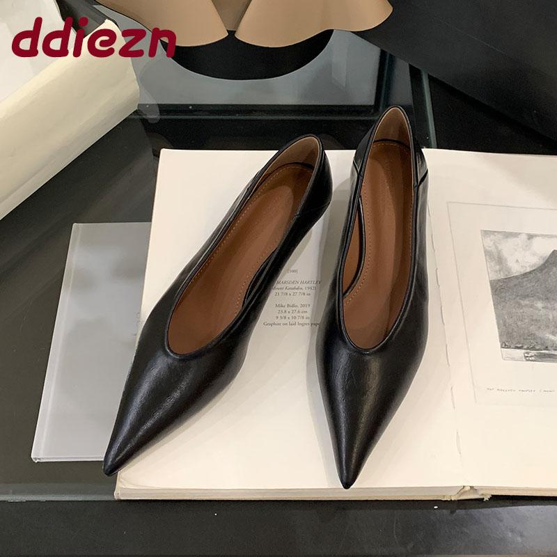 Fashion 2025 New Pointed Toe Ladies Thin Heels Pumps Shoes Casual Fashion Shallow Female Slip On Footwear Low Heel Shoes For Women