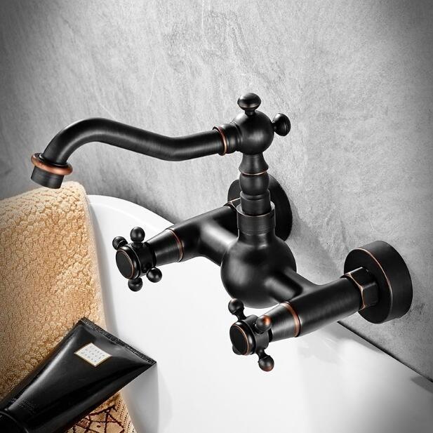 Black Wall-mounted Tap YORK 2 Low