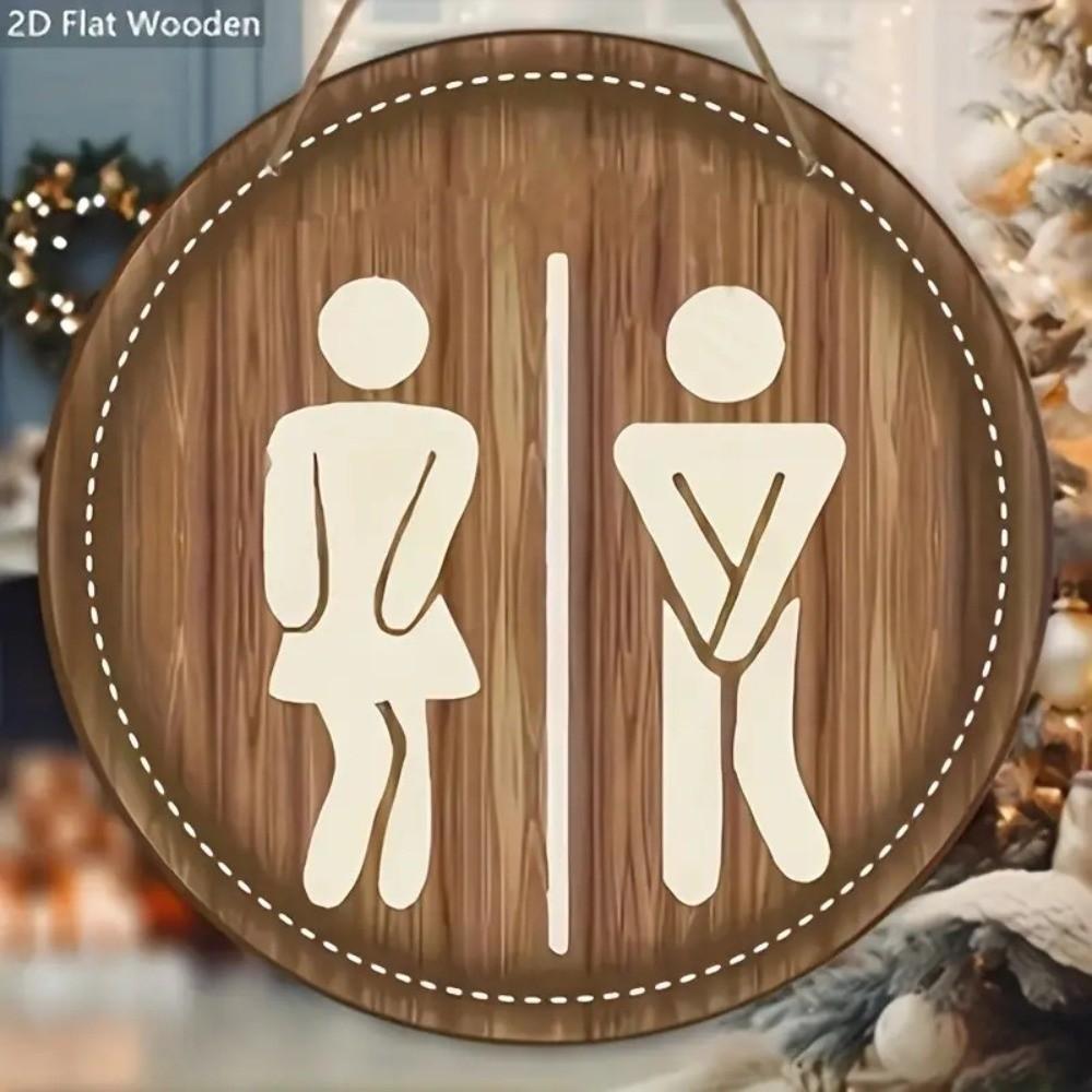 Wooden Bathroom Sign Plate Ornament Toilet Decorative Plate Group Living Area