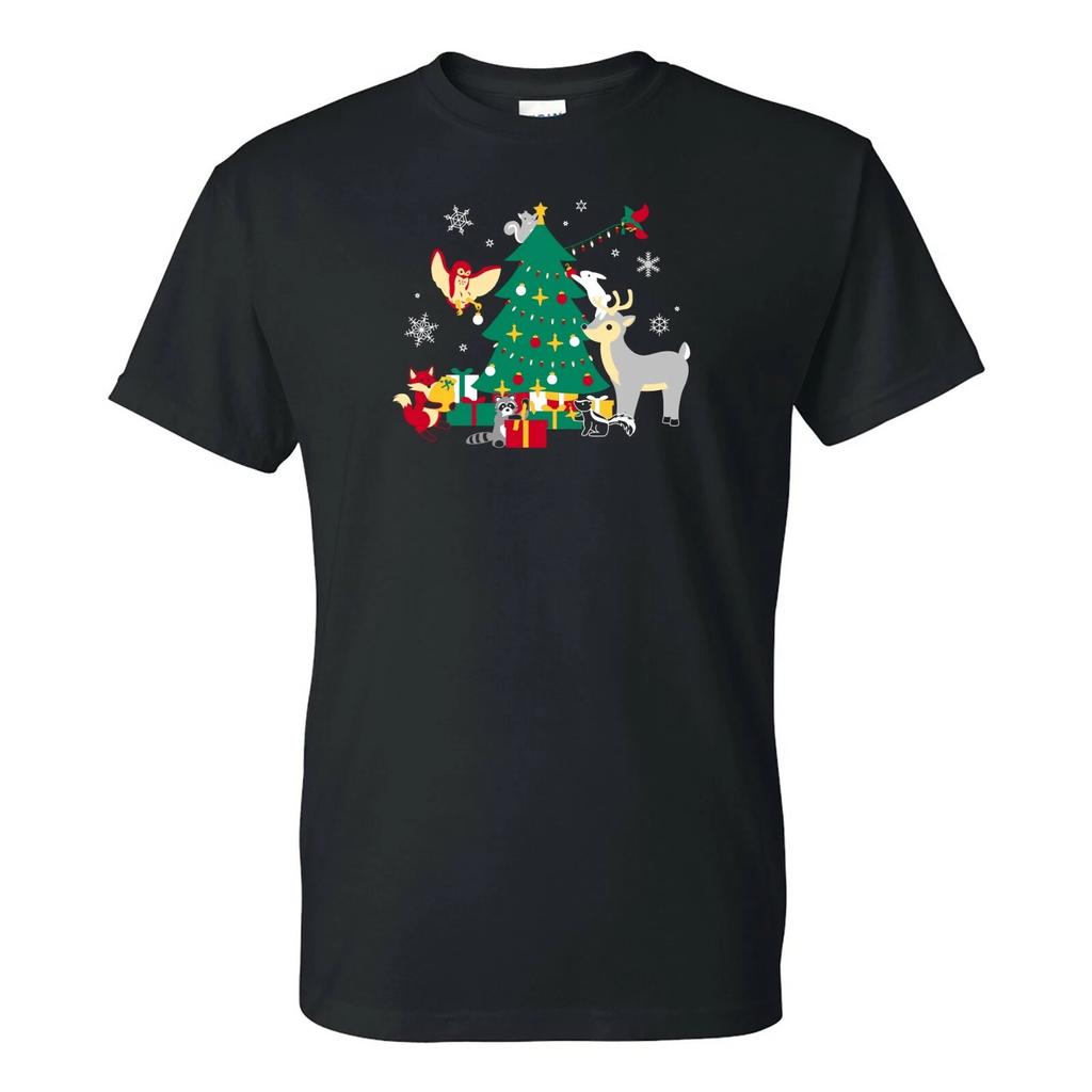 Woodland Winter Christmas - Cute Animals Cartoon Holiday T Shirt