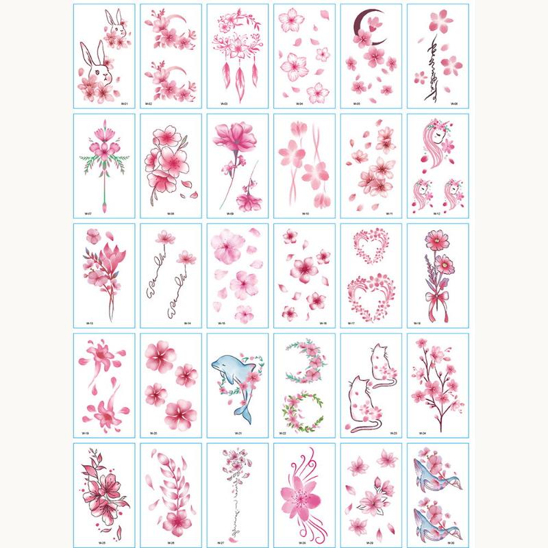 30Pcs Waterproof Temporary Tattoo Stickers Disposable 3D Color Butterfly Rose Flower Feather Fake Tattoo For Women Girl Body Art
