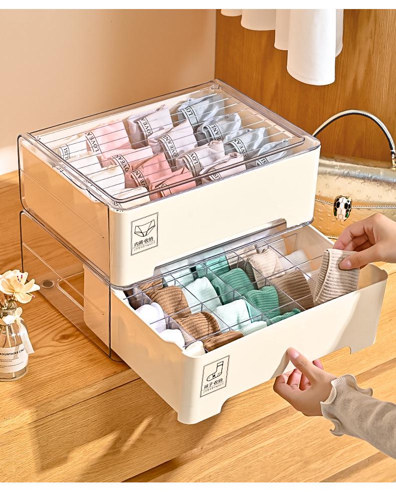 Stackable Multi-Layer Underwear and Medicine Organizer Box - Transparent, Multi-Purpose Storage.