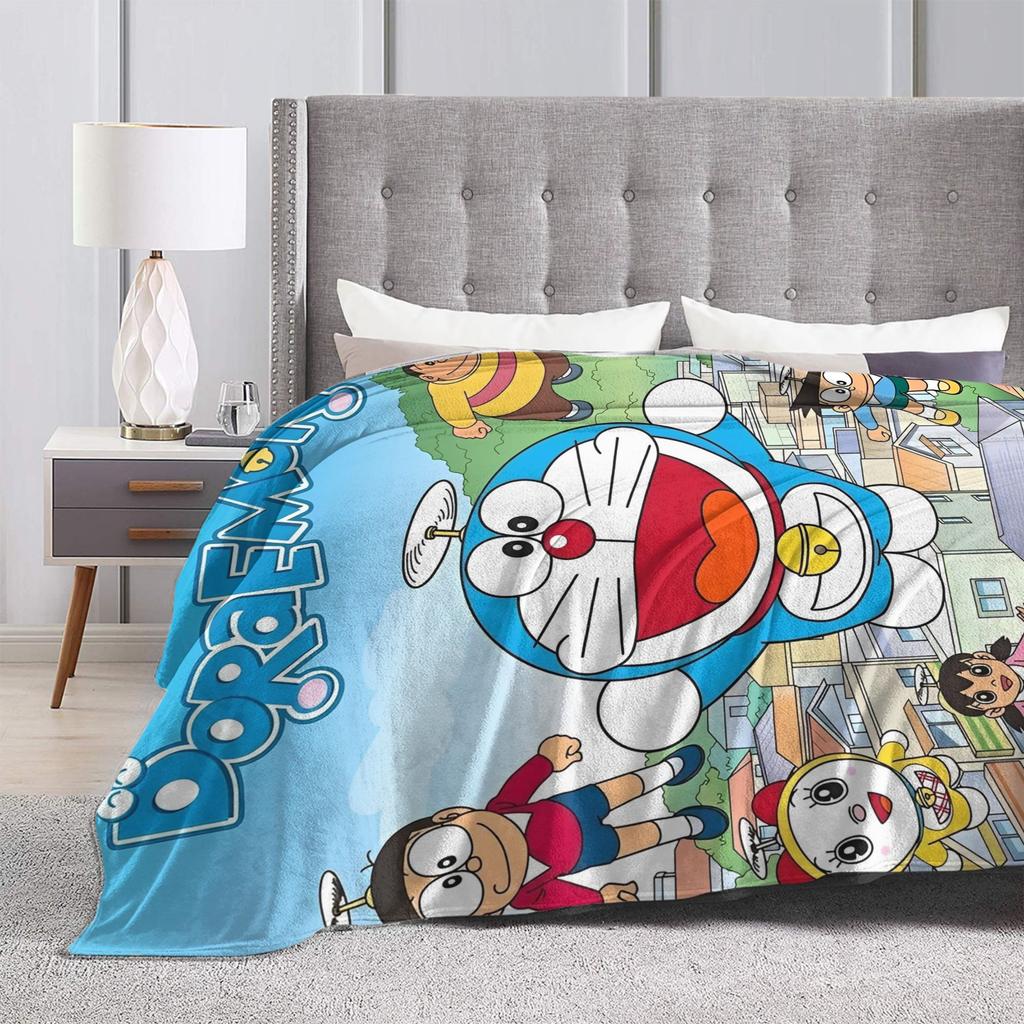 Cartoon D-Doraemon  Warm Soft Blanket  Camping Plush Throw Blanket Novelty Bedroom Flannel Bedspread Sofa Bed Cover