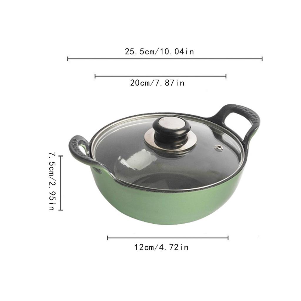 Olla de hierro fundido esmaltado, cacerola portátil compacta para cocina, picnic y camping.