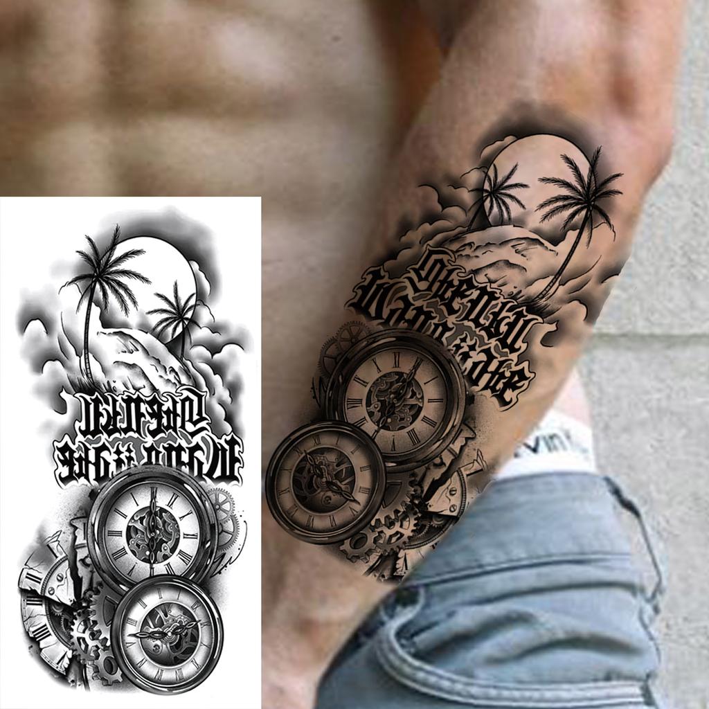 1 Sheet Wolf Lion Astronaut Temporary Tattoos For Men Women Adults Fake Tattoo Sticker Planet Galaxy Universe Outer Space