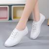 Women's Genuine Leather Soft Sole White Flats - 2025 Casual Mother Shoes with Tendon Soles