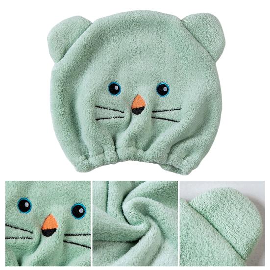 Chapeau De Séchage En Polaire Avec Ours - Turban Absorbant Réglable, Séchage Rapide Cheveux Bouclés
