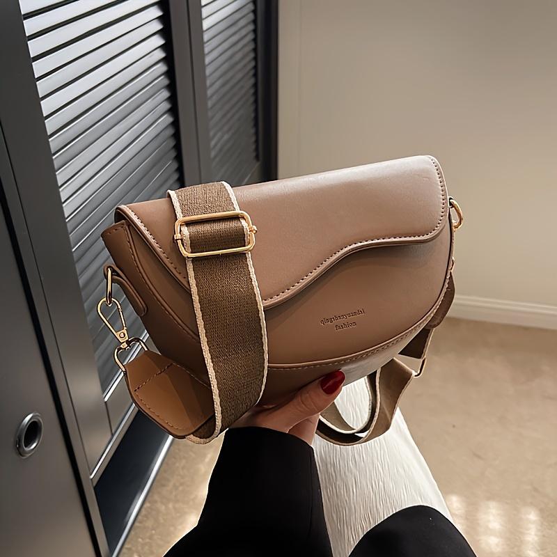 Vintage Saddle Bag for Women, Trendy Crossbody Shoulder Underarm Bag, Buckle Closure, Edge Paint Detail,Shoulder Underarm Bag