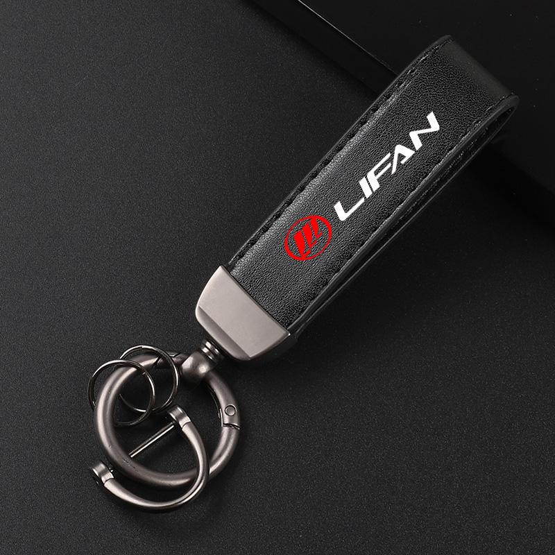 Luxe Leren Sleutelhanger met Auto Embleem Sleutelhanger Hanger Voor LIFAN