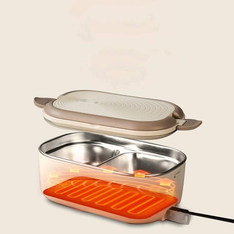 Scatola Pranzo Elettrica Riscaldabile Senza Acqua Portatile Acciaio Inossidabile 304 Contenitore per Alimenti Isolante per Studenti Lavoratori