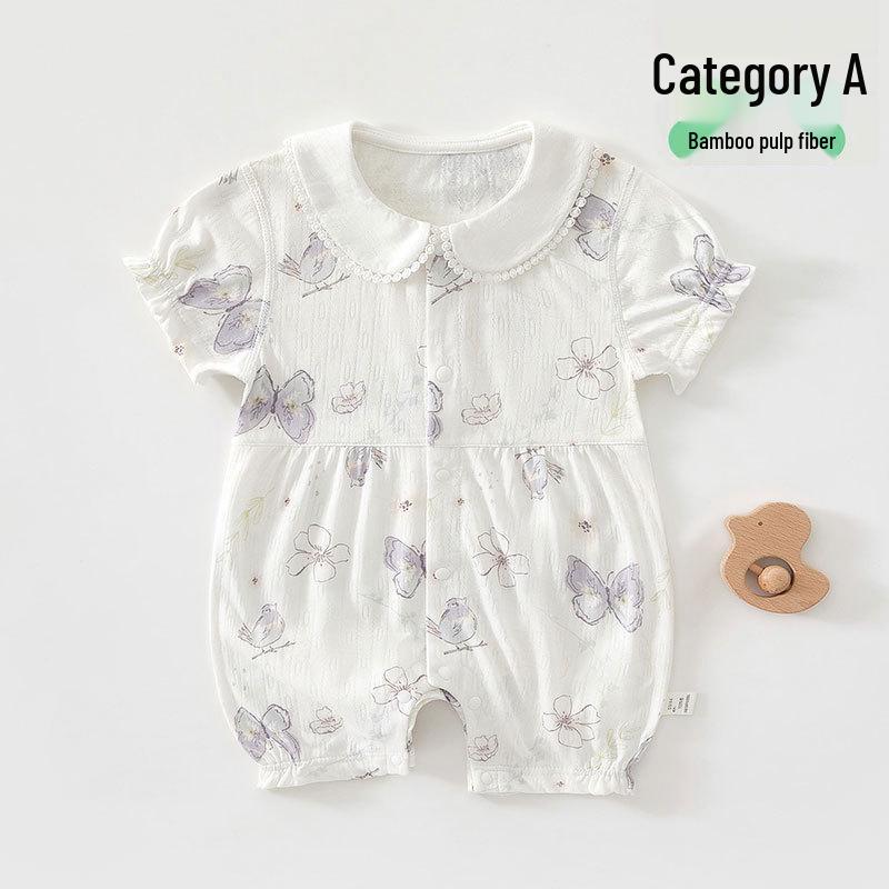Newborn Summer Bamboo Bodysuit: Breathable Short Sleeve One-Piece Romper