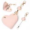 Heart-Shaped Retractable Keychain With Pu Leather Strap & Golden-Tone Alloy Clip