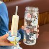 Portable Cartoon Water Straw Cup Cute 750ML High-Capacity With Pendant Water Bottle Drinking Cup for Office Workers Girls Children