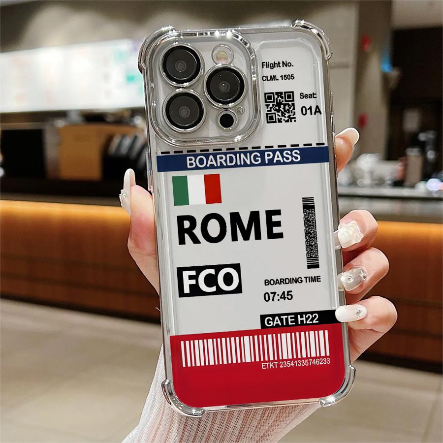 Hot Air Rome Label Case for Apple iPhone 17 Air 16 15 14 Plus 13 12 11 Pro Max 16e Clear Cover