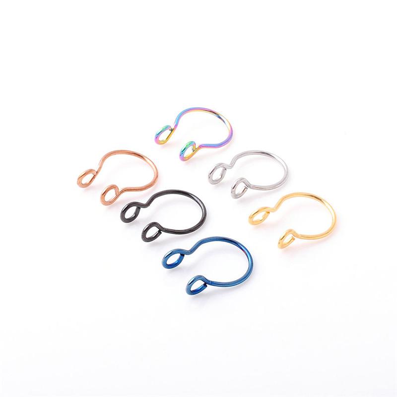1pcs C Shaped Fake Nose Ring Hoop Septum Rings Stainless Steel Nose Piercing Fake Piercing Oreja Pircing Jewelry  Hot New