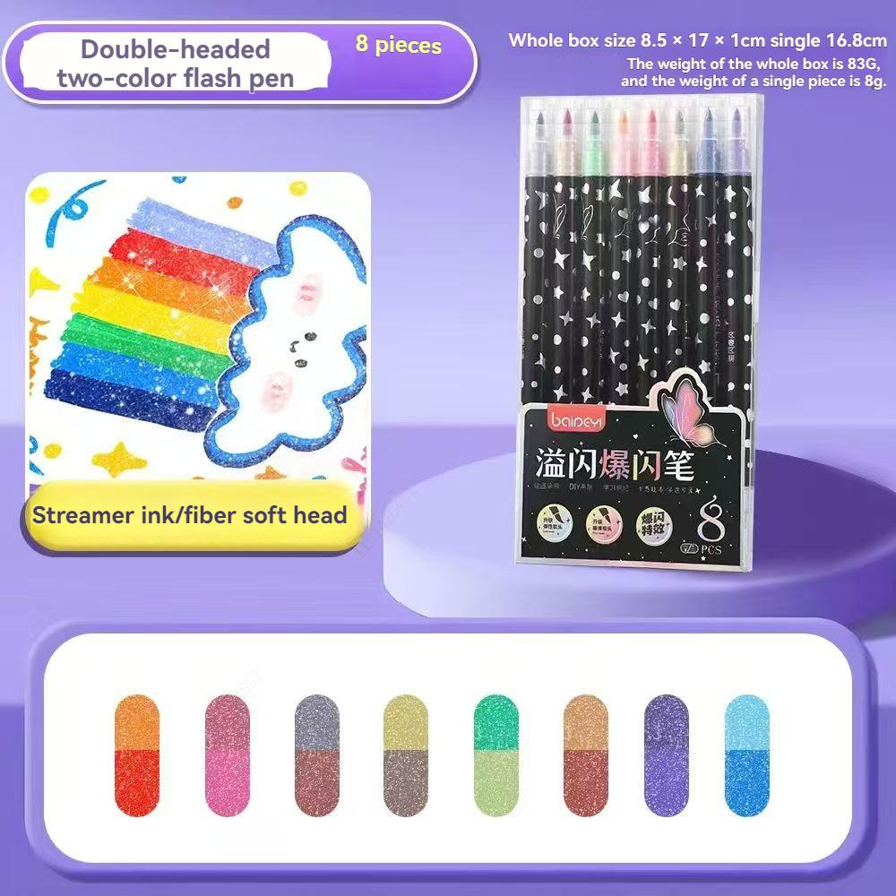 12/48/72/96 Colors Dual Brush Tip Glitter Art Markers Metallic Paint Marker Pens DIY Crafts Birthday Cards, Making Poster, Album