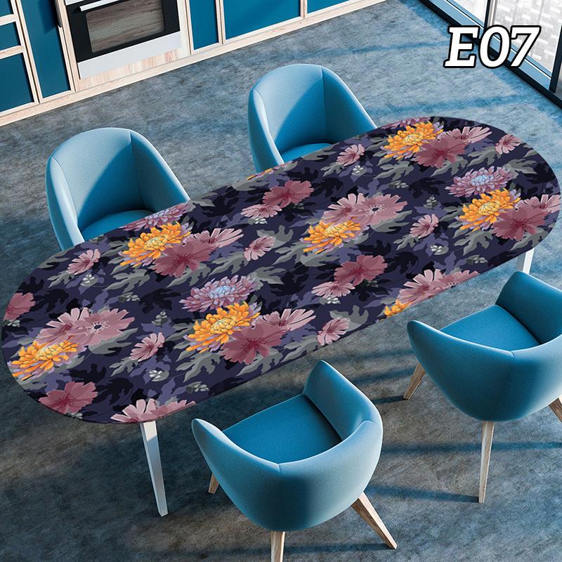 Oval Tablecloth Table Cover Waterproof Oil-Proof Elastic Kitchen Dining Room Wedding Party Table Cover Outdoor Picnic Camp Decor