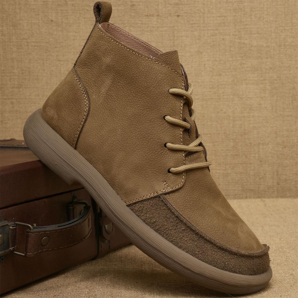 Vintage Hovězí useň vrchní vrstvy Podzim a Zima Nový trend Martensky Britský styl Módní boty s vysokým svrškem Outdoorová pánská obuv