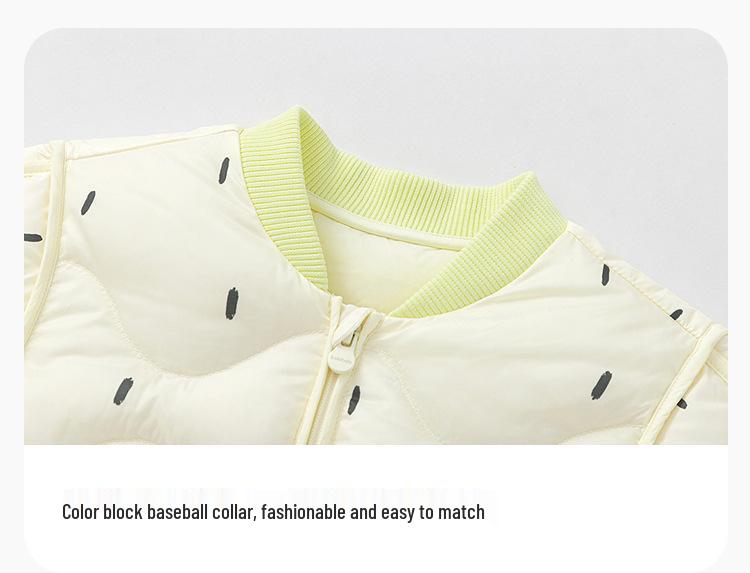 Balabala Kids' Water-Resistant Lightweight Down Baseball Jacket, Unisex, 2025 Autumn/Winter Collection.