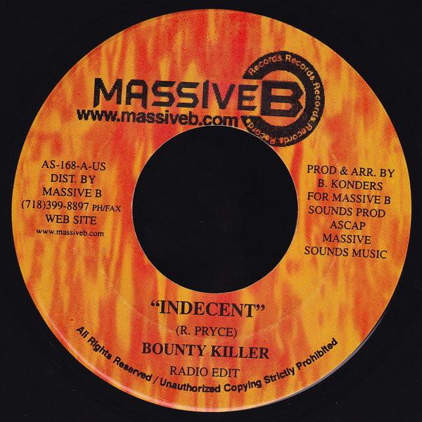 7inch Record BOUNTY KILLER - Indecent AS168 Massive B 1999 US Reggae, Ska & Dub Used