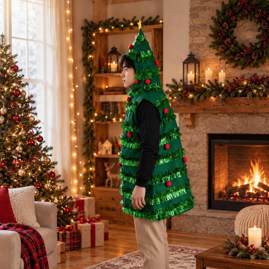Christmas Tree Costume Comfortable for Stage Performances, Themed Rods
