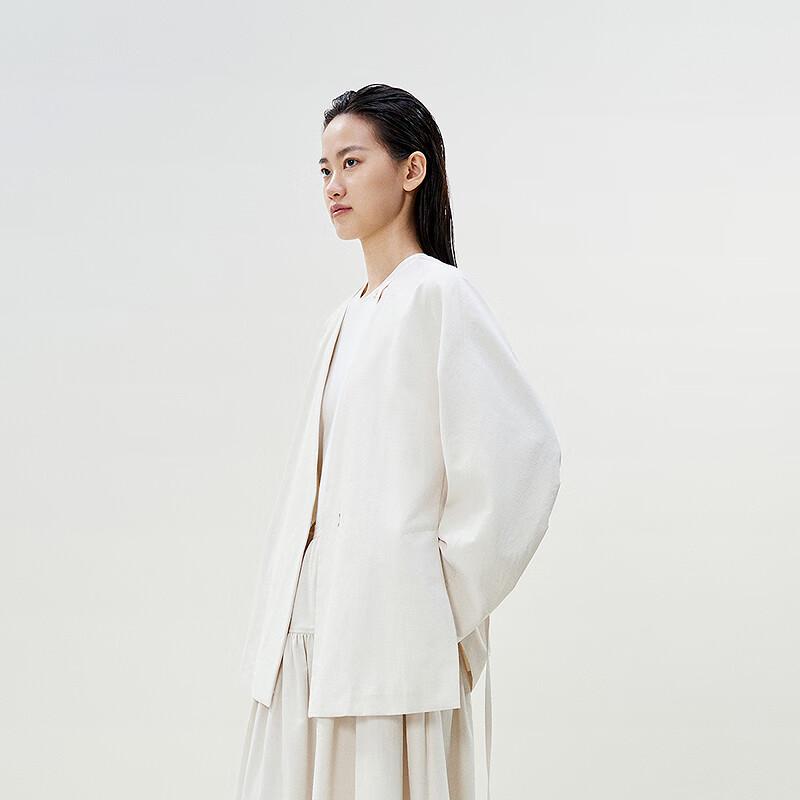 LESS 2025 Spring Women's Collarless Long Jacket