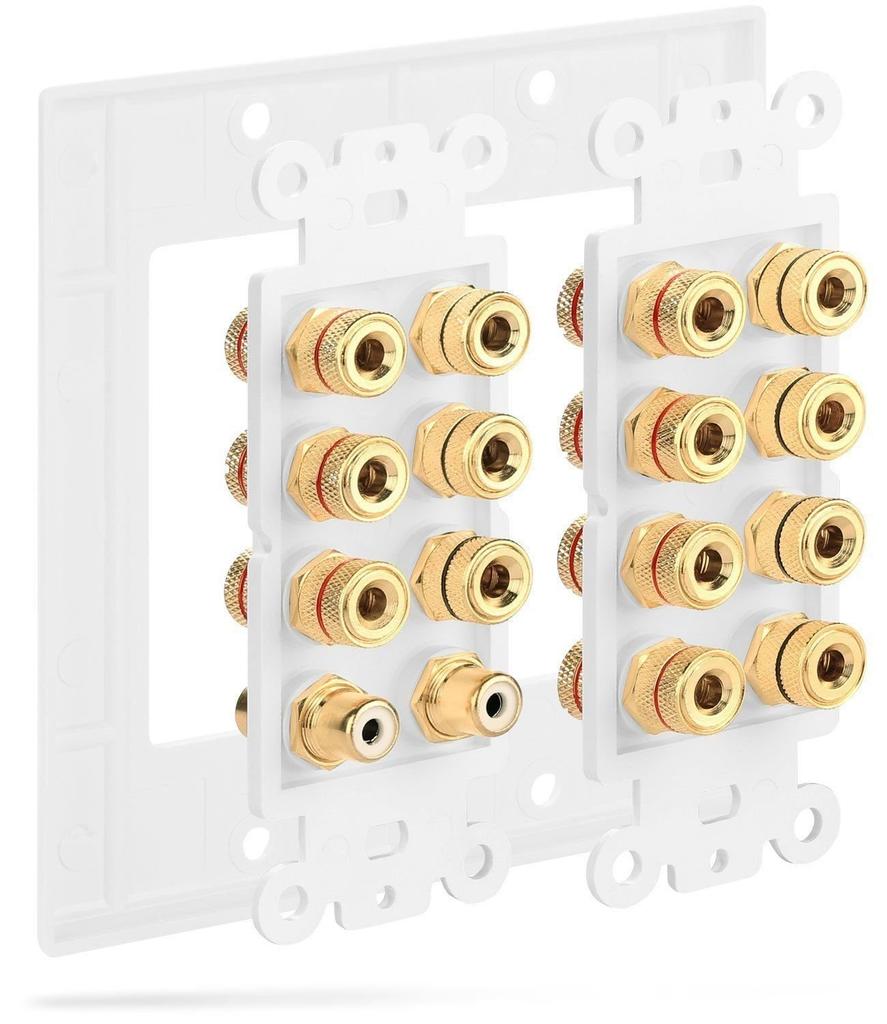 Fosmon Home Theater Speaker Wall Plate Copper Audio Distribution Outlet Panel with Banana Plug Binding Speaker Sound Audio Connector Insert Jack
