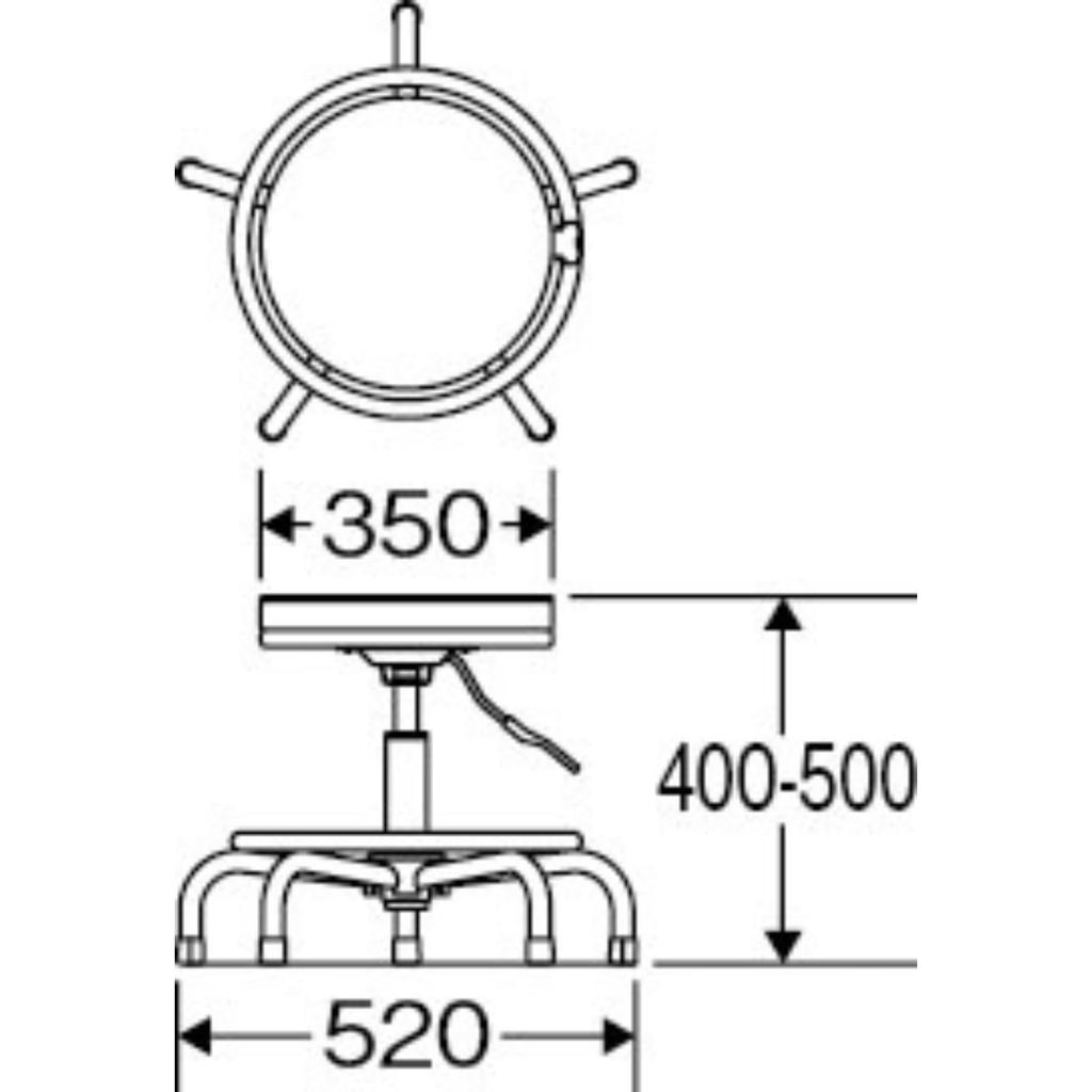 Scaun de lucru asamblat Yamazaki Sangyo cu înălțime Fără piele PVC Scaun 35cm 52cm L x 52cm A x 44cm Produs Produs 199532 VN-001 Reglare, Rotile,