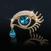 Anti-oxidation Jewelry Pin Women Brooch Blue Sparkling Rhinestones Angel Teardrop