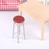 1Pcs Dollhouse Miniature Bar Stool Chair High Stool Doll House Mini Round Stool Pocket Stool Model Furniture Decor Kid Toy