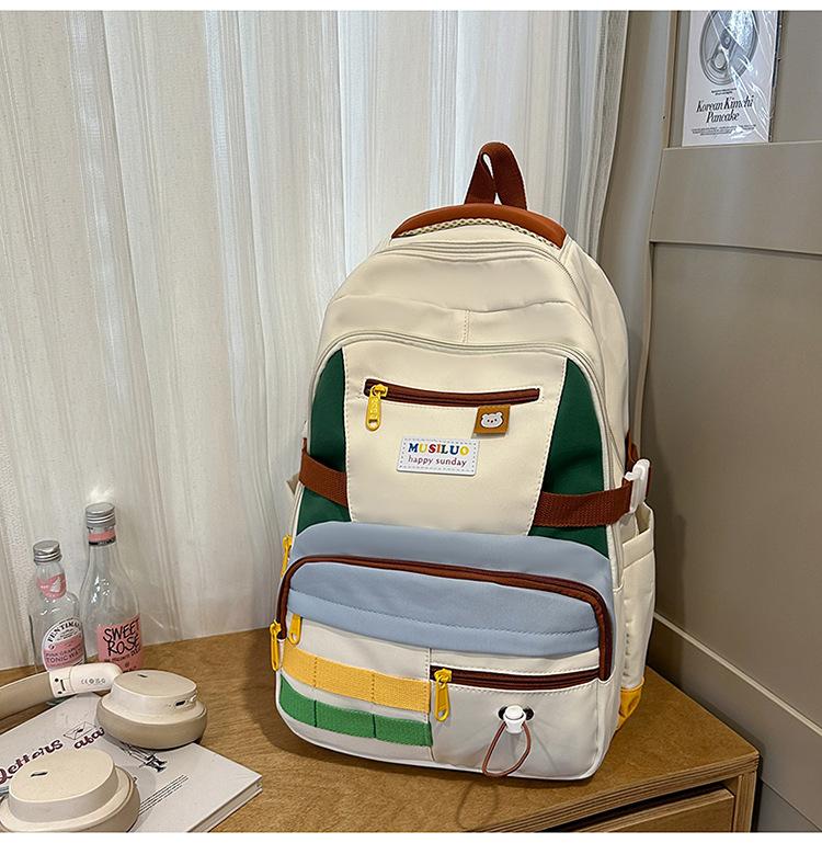 Schoolbag Mori ins new high-value fresh and sweet contrasting color splicing backpack junior high school students lightweight travel backpack