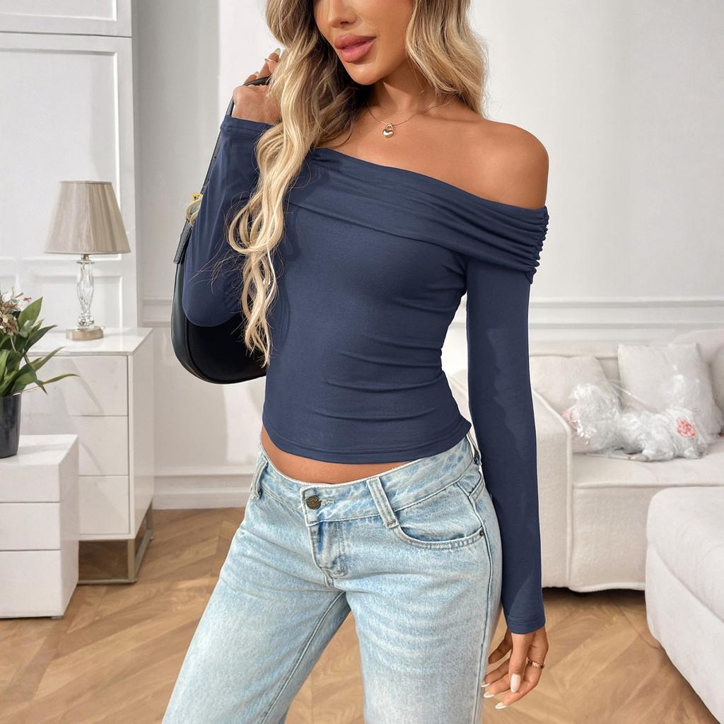 Women Tops Long Sleeve R-Neck Shirts Fall Fashion  Casual Business Tunic Blouses