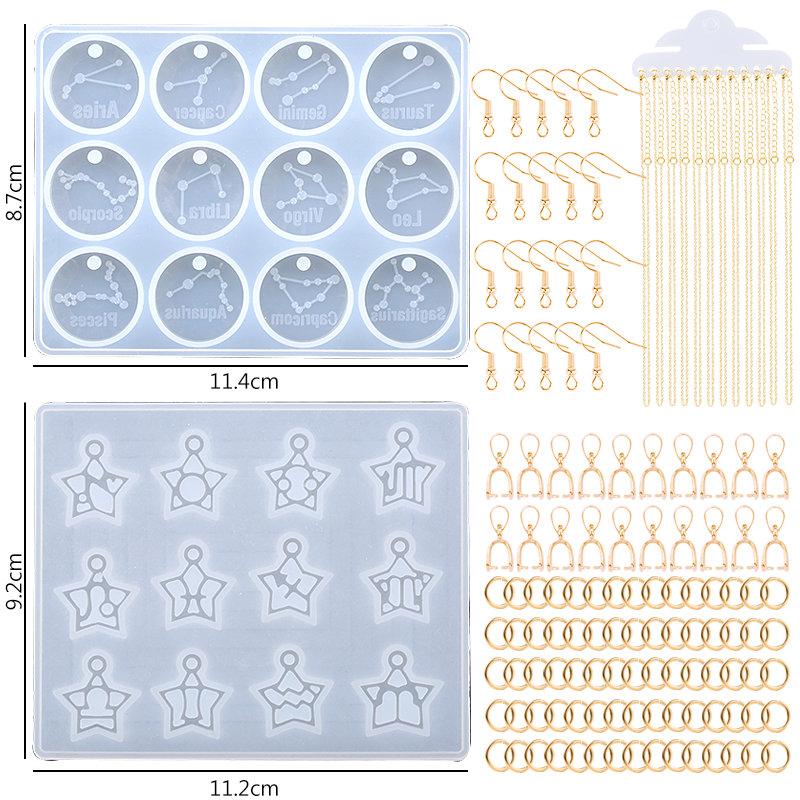 Silicone Casting Resin Jewelry Molds Set Epoxy Resin Tools Set Keychain Resin Molds for DIY Jewelry Pendants Craft Making