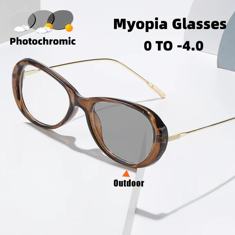 Retro Small Oval Photochromic Myopia Glasses Women's INS Style Luxury Brand Designer Minus Diopter Eyeglasses Men Goggles