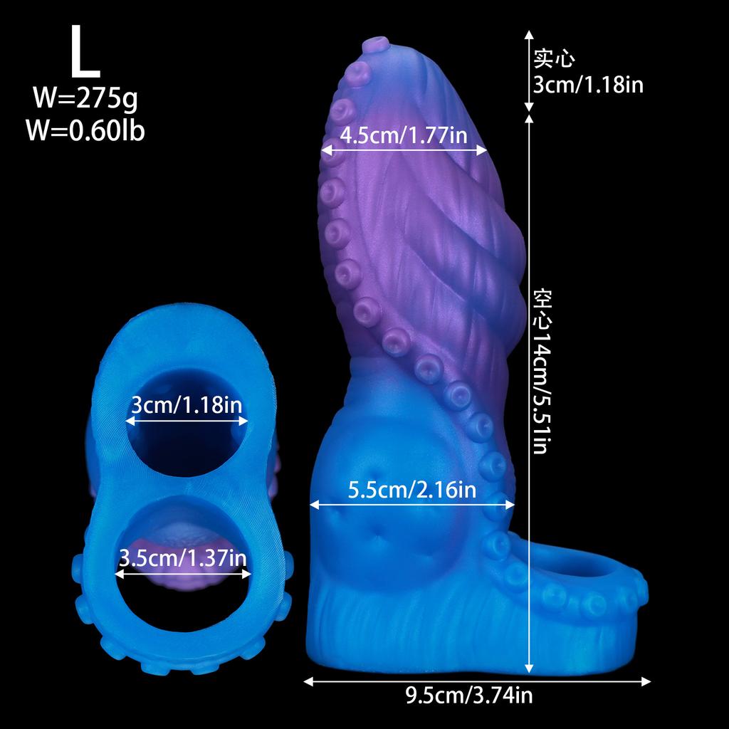 Silicone Tentacle Penis Sleeve Soft Reusable Dildo Condoms Penis Extender Enlargement Delay Ejaculation Sextoy For Men Cock Ring