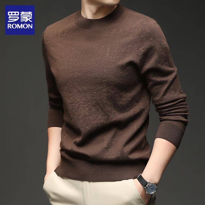 Luomeng Men's Silk & Wool Blend Round Neck Knitted Sweater