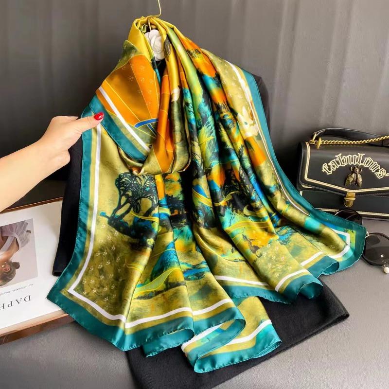 Women S Long Silk Like Scarf Summer Beach Sun Protection Fashion Scarf