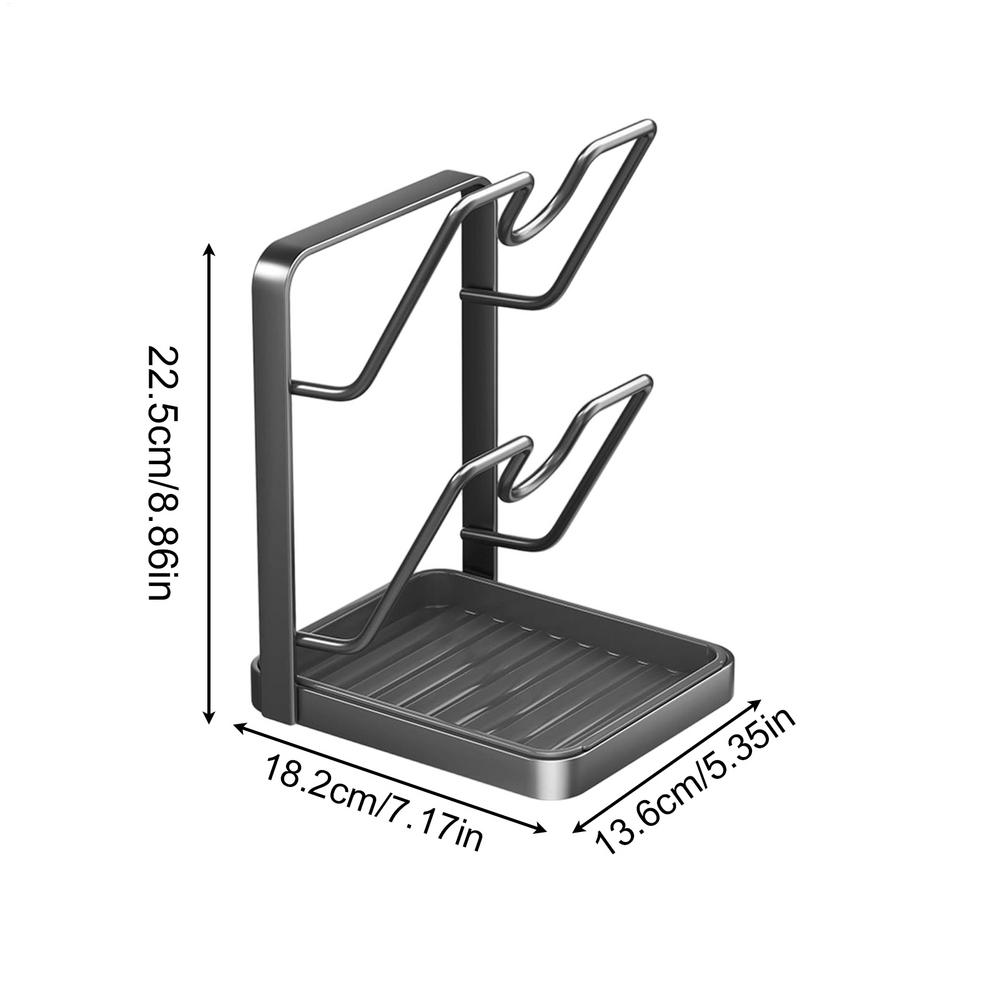 Kitchen Pot Lid Storage Rack with Tray, Lid Holder While Cooking, Lid and Spoon Rest, Multifunctional Kitchen Organizer for Stov