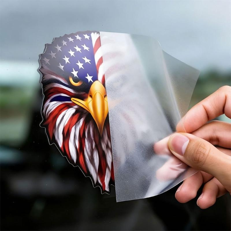 Strong Reflective Patriotic Bird & Flag Sticker Eye Catching Vehicle Sticker for Auto Laptop Coolers Bottle Gift