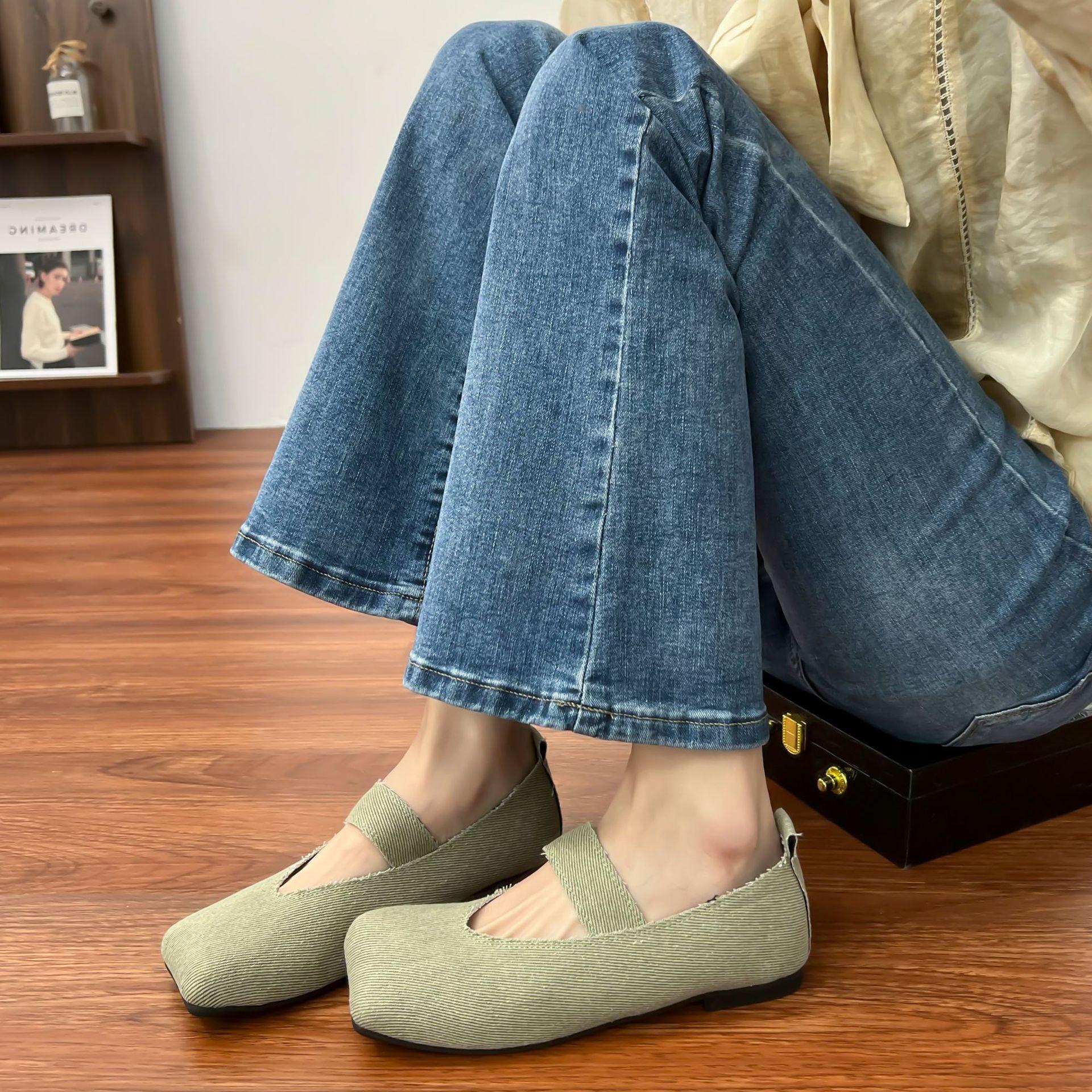 

2025 лето новые корейская версия повседневные балетки женские носить универсальные туфли-лодочки с легким вырезом, повседневные удобные туфли с квадратным носком для женщин 35