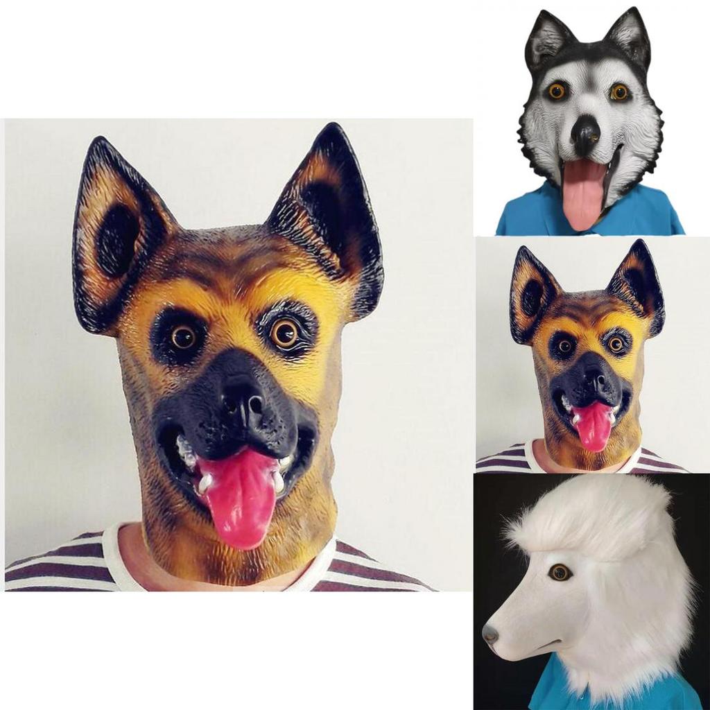 Poodle Wolf Dog Husky Mask Latex Pet Dog Costume For Christmas And Halloween