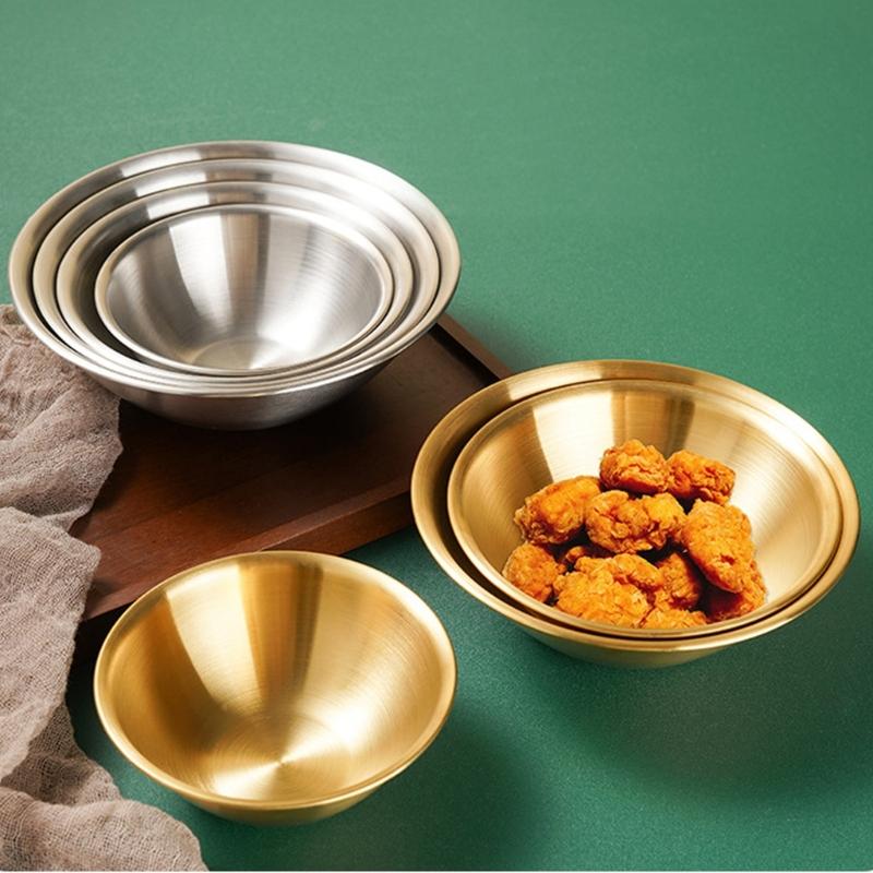 6Pcs Unbreakable Thick Soup Bowl Ice Cream Dessert Cups Stainless Steels Kitchen V Shape Mixing Salad Bowl Easy To Clean