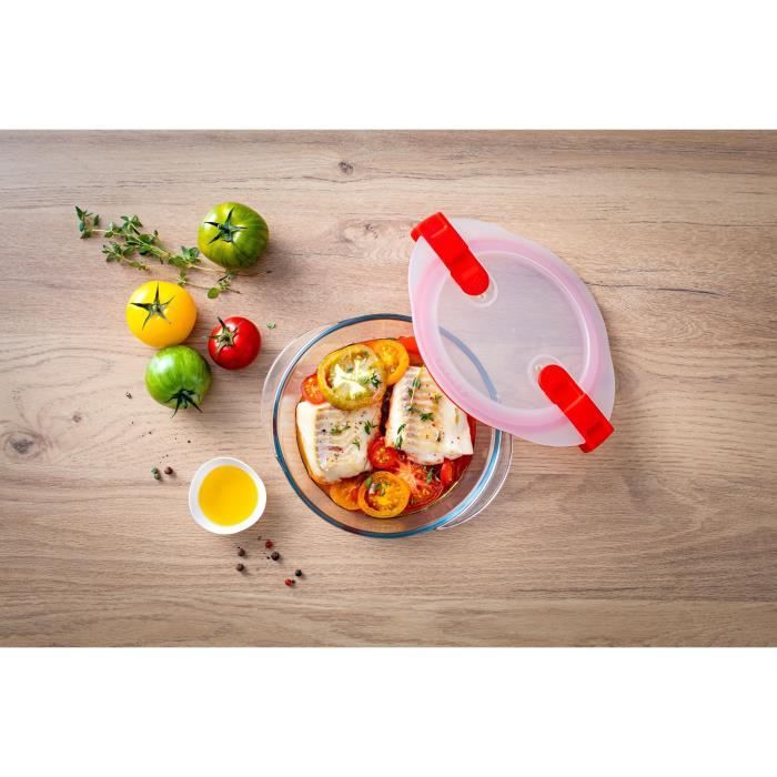 Lot de 5 Boîtes de conservation - PYREX - Cook &amp; Heat - Verre - Couvercle à valves vapeur spécial micro-onde