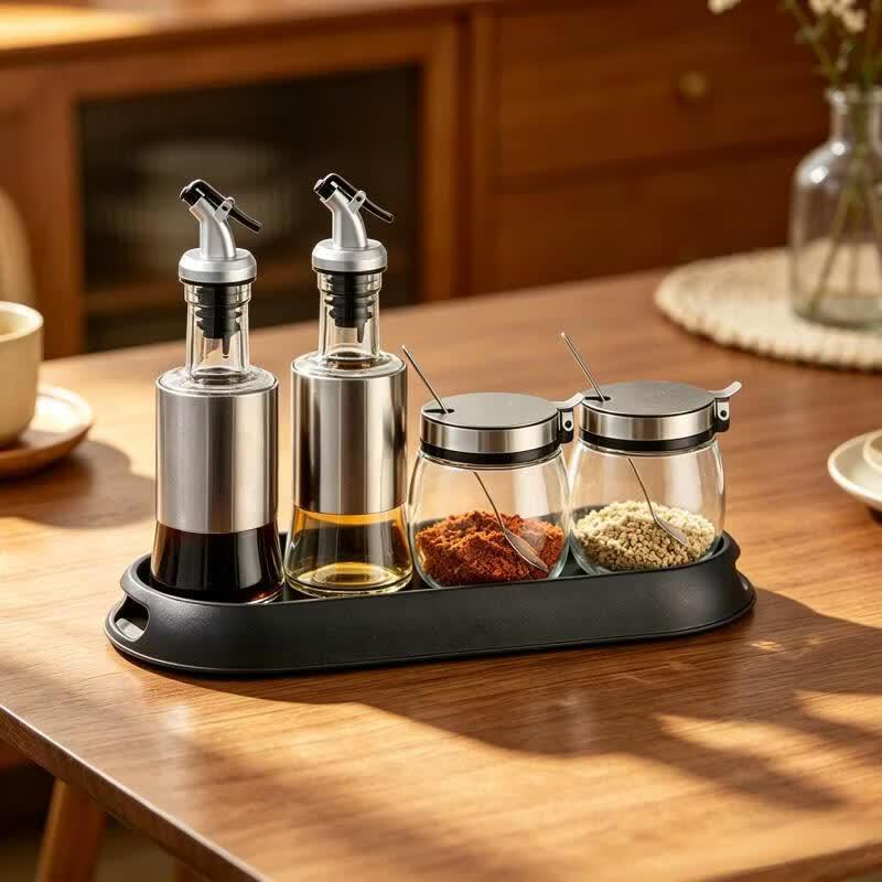 Glass & Stainless Steel Seasoning Set
