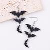 Bat Drop Earrings Lightweight Acrylic Hook Pair for Halloween Parties, Costume Looks and Themed Photo Styling Wear